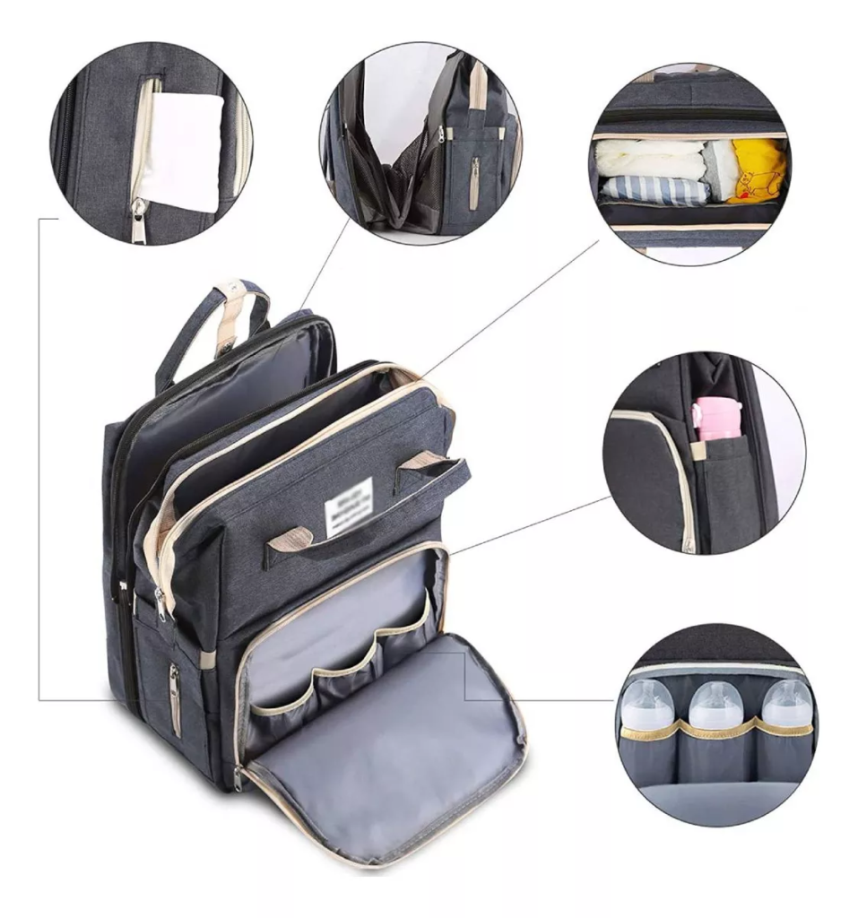 Bolso Pañalera Con Cuna Cambiador