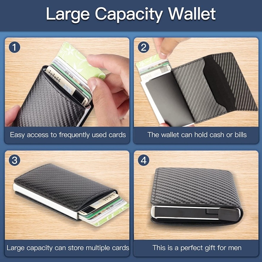 BILLETERA PARA TARJETAS RFID NEGRA