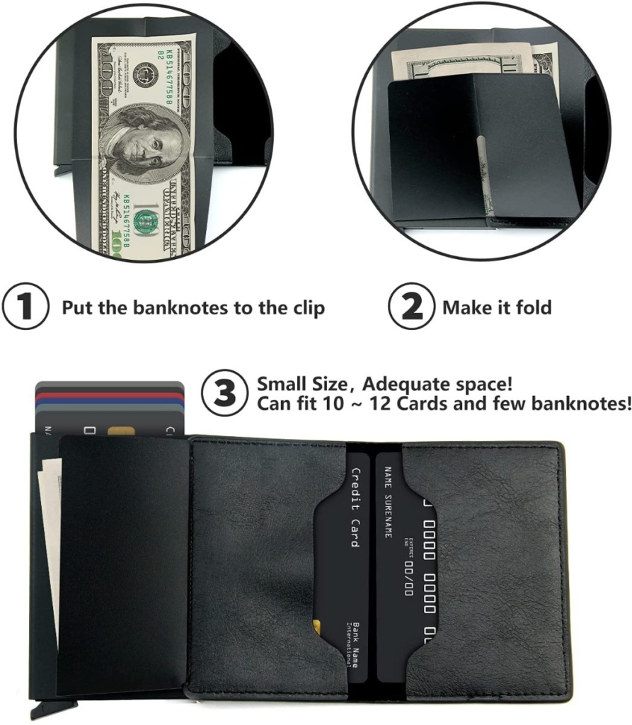 BILLETERA PARA TARJETAS RFID NEGRA